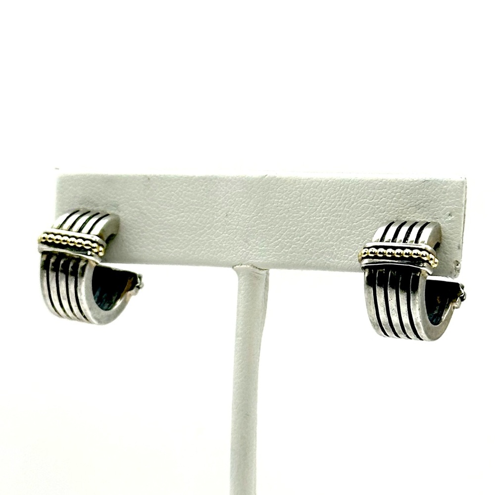 Lagos Caviar Silver & Gold Huggie Earrings